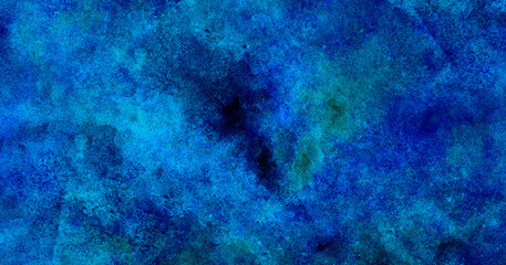 Fototapeta na wymiar Dark blue neon watercolor on deep black paper illustration. Lightning night sky and thunder background. Aquarelle painted ink canvas for modern creative design