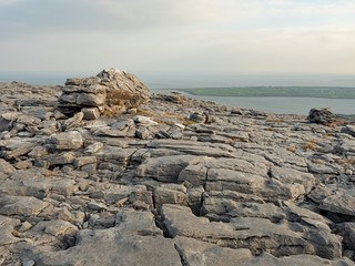Fototapeta na wymiar Stone surface in Burren national park, Galway bay, Atlantic ocean, rock's texture. Ireland.