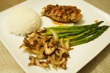 thai dinner asparagus chicken rice