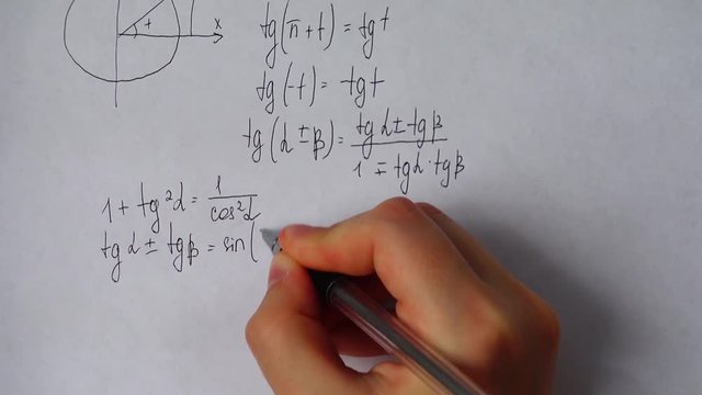 Writing of mathematical formulas on paper.	Work of the mathematician.