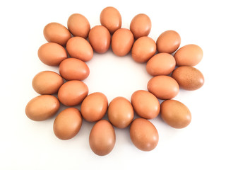 Many eggs on a white background