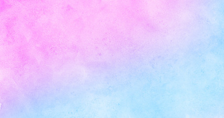 Modern fantasy colorful aquarelle paper textured ink effect grungy wet pastel illustration for design. Creative blue, purple and pink shades watercolor background for vintage card, retro template