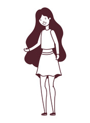 silhouette of dancing woman in white background