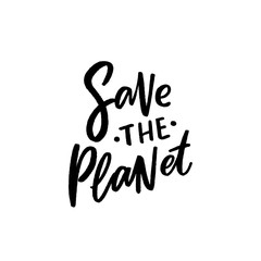 Save the planet hand drawn lettering.