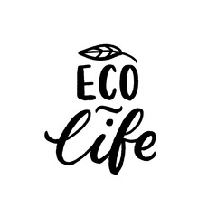 Eco life logo lettering.  Ecology emblem.