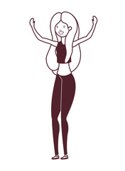 silhouette of dancing woman in white background