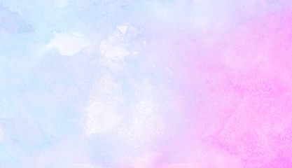 Modern fantasy colorful aquarelle paper textured ink effect grungy wet pastel illustration for design. Creative blue, purple and pink shades watercolor background for vintage card, retro template