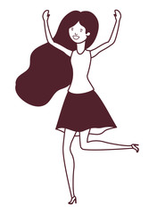 silhouette of dancing woman in white background