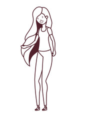 silhouette of dancing woman in white background