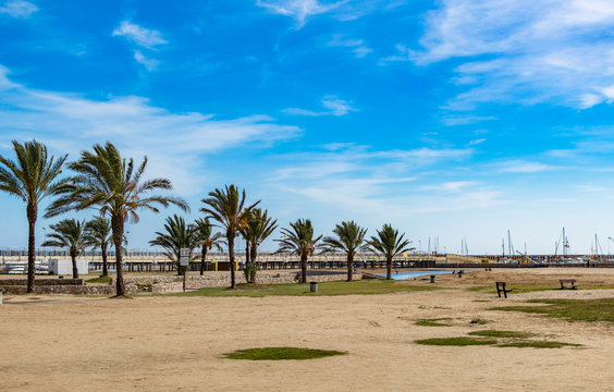 Comarruga beach in Tarragona, Catalonia, Spain.