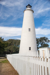 Ocracoke Light was built in 1823 by Massachusetts builder Noah Porter. The lighthouse stands 75 feet tall. Its diameter narrows from 25 feet at the base to 12 feet at its peak.