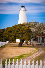 Ocracoke Light was built in 1823 by Massachusetts builder Noah Porter. The lighthouse stands 75 feet tall. Its diameter narrows from 25 feet at the base to 12 feet at its peak.