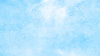 Sky shades aquarelle painted paper textured canvas for vintage design, invitation card, template. Simple blue color watercolor illustration. Creative background, smeared light turquoise frame