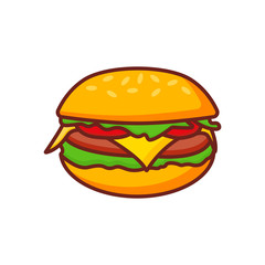 Fast food burger icon. Burger icon vector. Hamburger sign or sym
