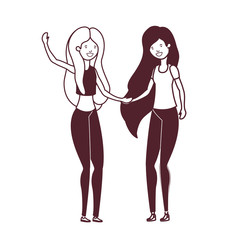 silhouette of young women in white background