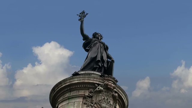 Hyperlapse of Republique statue in Paris France