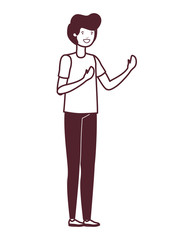 silhouette of young man in white background