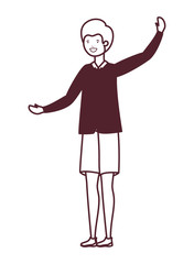 silhouette of young man in white background