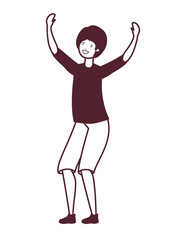 silhouette of young man dancing in white background