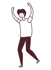 silhouette of young man dancing in white background