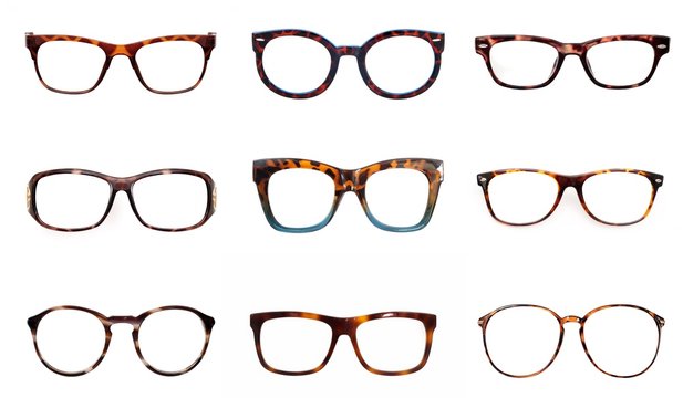 Set of glasses isolated on white background for applying on a portrait