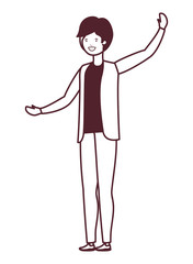 silhouette of young man in white background
