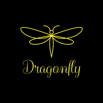 Minimalist and luxury Dragonfly logo design , line art style