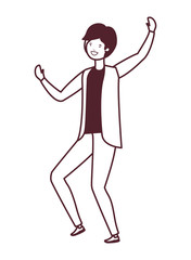 silhouette of young man dancing in white background