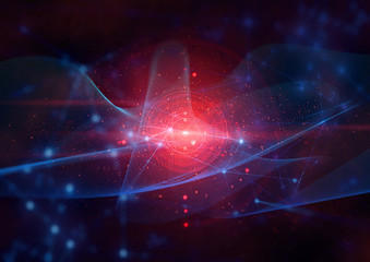 brain digital deep learning ai technology roboticม molecule of chemical, atom cell science, futuristic cyber network server background illustration 3d rendering