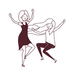 silhouette of dancing women in white background