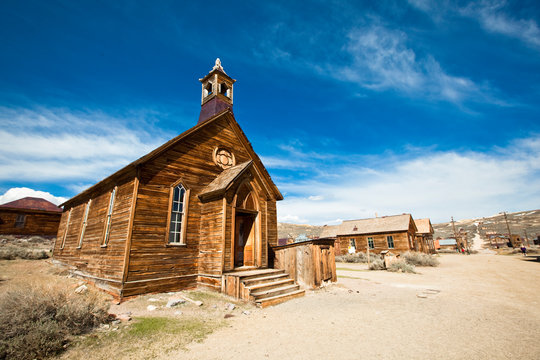 The old Methodist  Church on Green Street at the Bodie ghost town in California.      