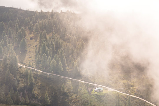 Berchtesgaden National Park, Bavaria, Germany: A small alp in the clouds.
