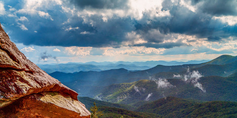 The Appalachian mountains on the North Carolina and Tennessee border shows the smokiness that gives them the name Smoky.