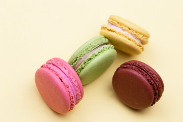 Fototapeta na wymiar colorful macaroon. A french sweet delicacy, macaroons variety closeup