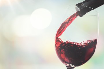 Red wine glass  on  background