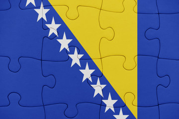 puzzle with the national flag of bosnia and herzegovina.
