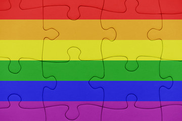 puzzle with the gay rainbow flag .