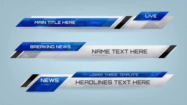 Set Of Broadcast News Lower Thirds Banner For Television, Video And Media Channel