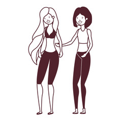 silhouette of women with swimsuit on white background