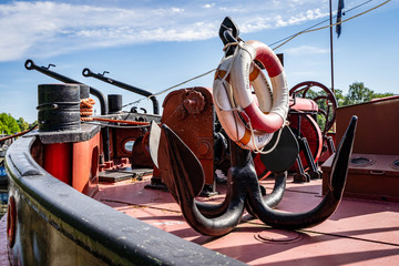Fototapeta premium Firefighter ship with anchor and life belts