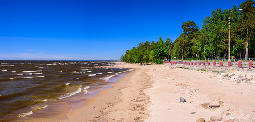 Coast of the Gulf of Finland. The picturesque coastline of the Baltic sea near the town of Zelenogorsk, Saint-Petersburg, Russia.