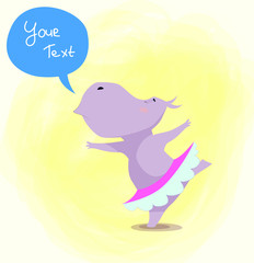 Cartoon hippopotamus dance. Vector. Kids design banner
