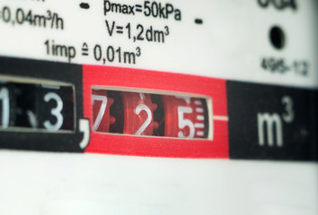 Gas meter. Close-up, selective focus.
