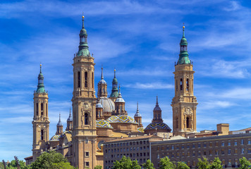 Saragossa / Spain: Cathedral-Basilica of Our Lady of the Pillar in the banks of the River Ebro