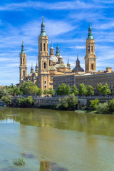Saragossa / Spain: Cathedral-Basilica of Our Lady of the Pillar in the banks of the River Ebro
