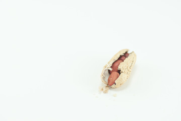 Color photo of peanuts on an isolated white background with room for copy.