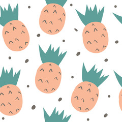 Hand drawn seamless pattern with doodle fruits
