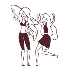 silhouette of dancing women in white background