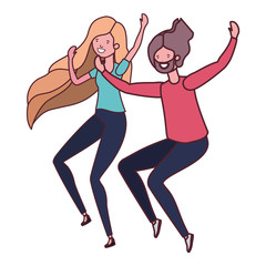 young couple dancing in white background