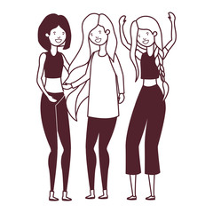 silhouette of young women in white background